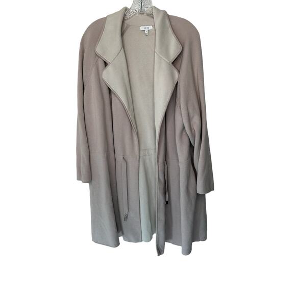 Reiss Duster Tan Tie Front Oversized Cotton Cashmere Sweater Cardigan Large - Picture 1 of 11